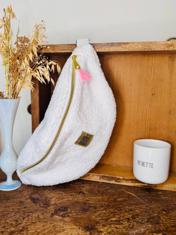 Sac banane moumoute blanc - "Shine bright like a diamond"