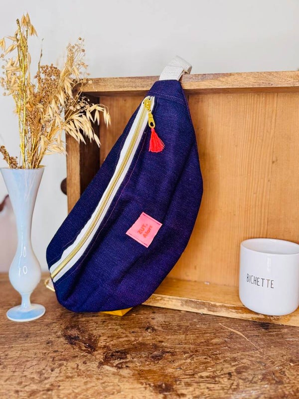 Sac banane en sergé violet  - "Zut, alors"