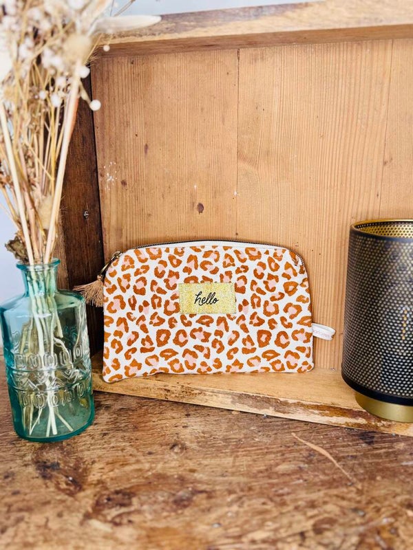 Trousse en sergé imprimé girafe - hello