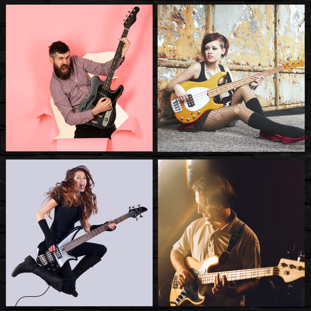 Top view of a woman sitting on a couch with a guitar in her lap and she is writing in a notebook.