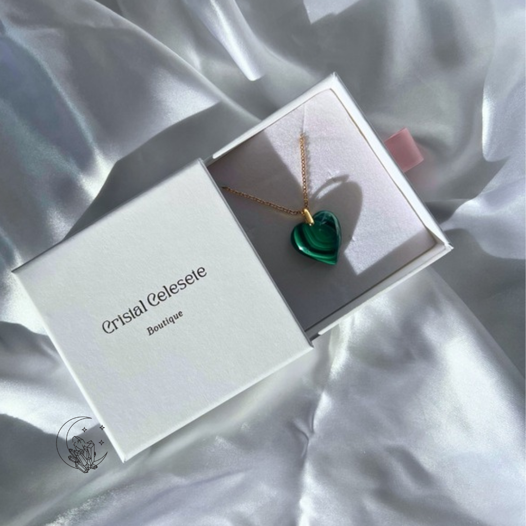 Pendentif Cœur Plat en Malachite – Protection & Énergie Positive