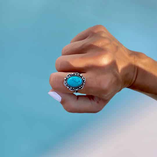 Bague réglable en laiton turquoise