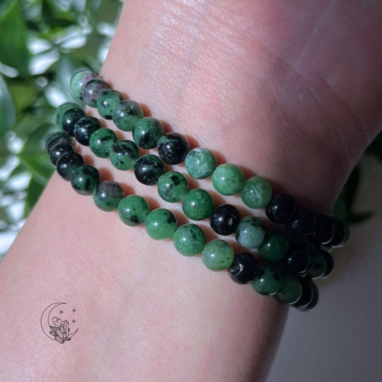 Bracelet Rubis sur zoisite verte