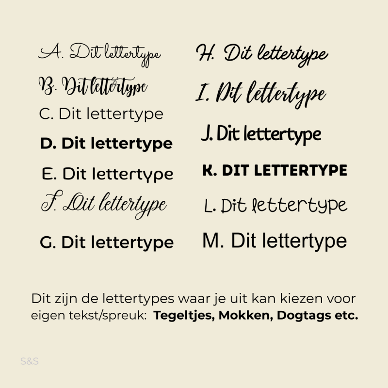 Lettertypes voor eigen tekst of spreuk.