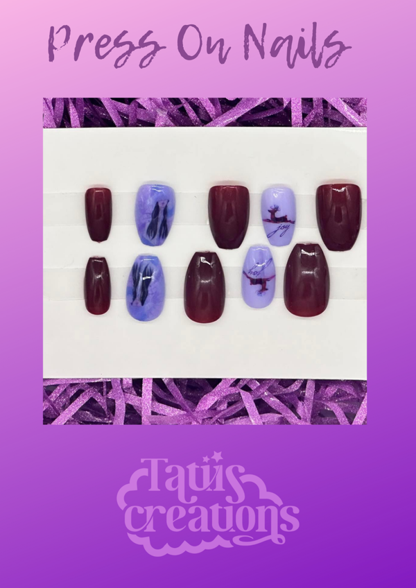 Purple Brown Press On Nails