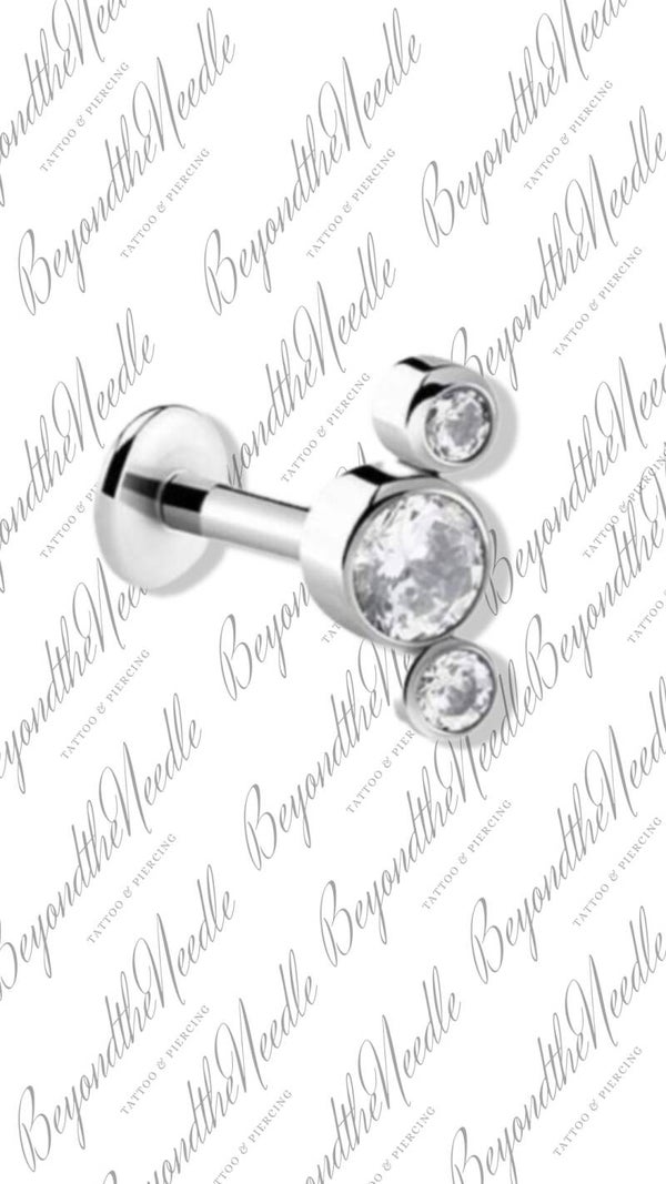 Labret met kristalsteentjes >> Titanium