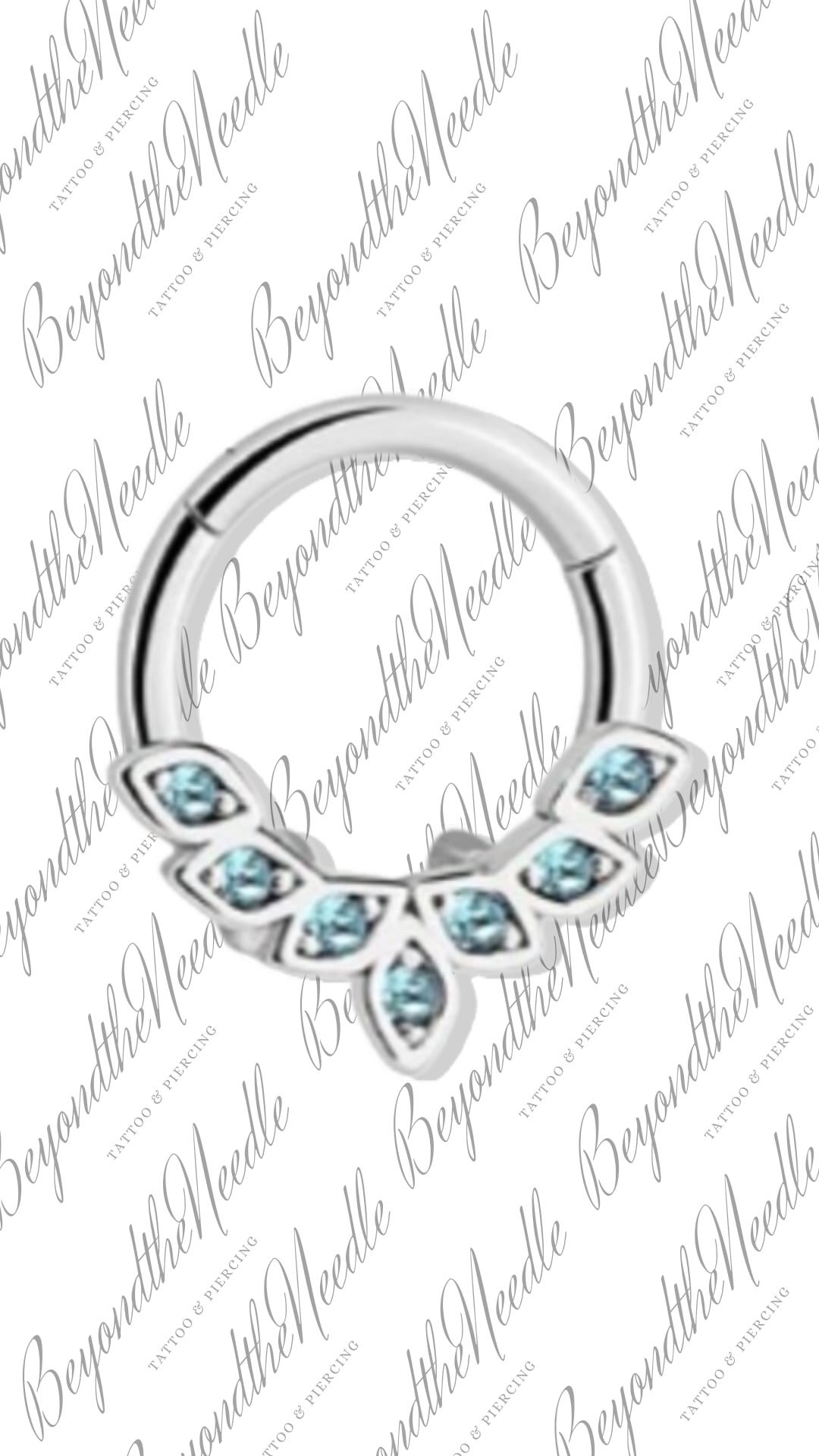 Piercing Clicker met kristal ( Aqua Blue ) >> Titanium
