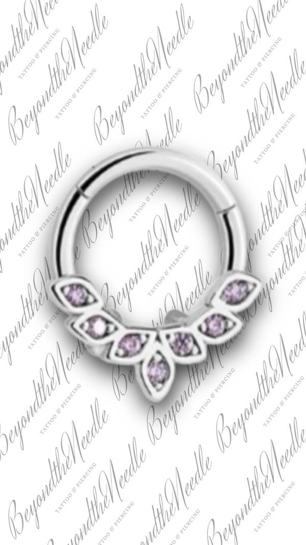 Piercing Clicker met kristal ( Pink ) >> Titanium