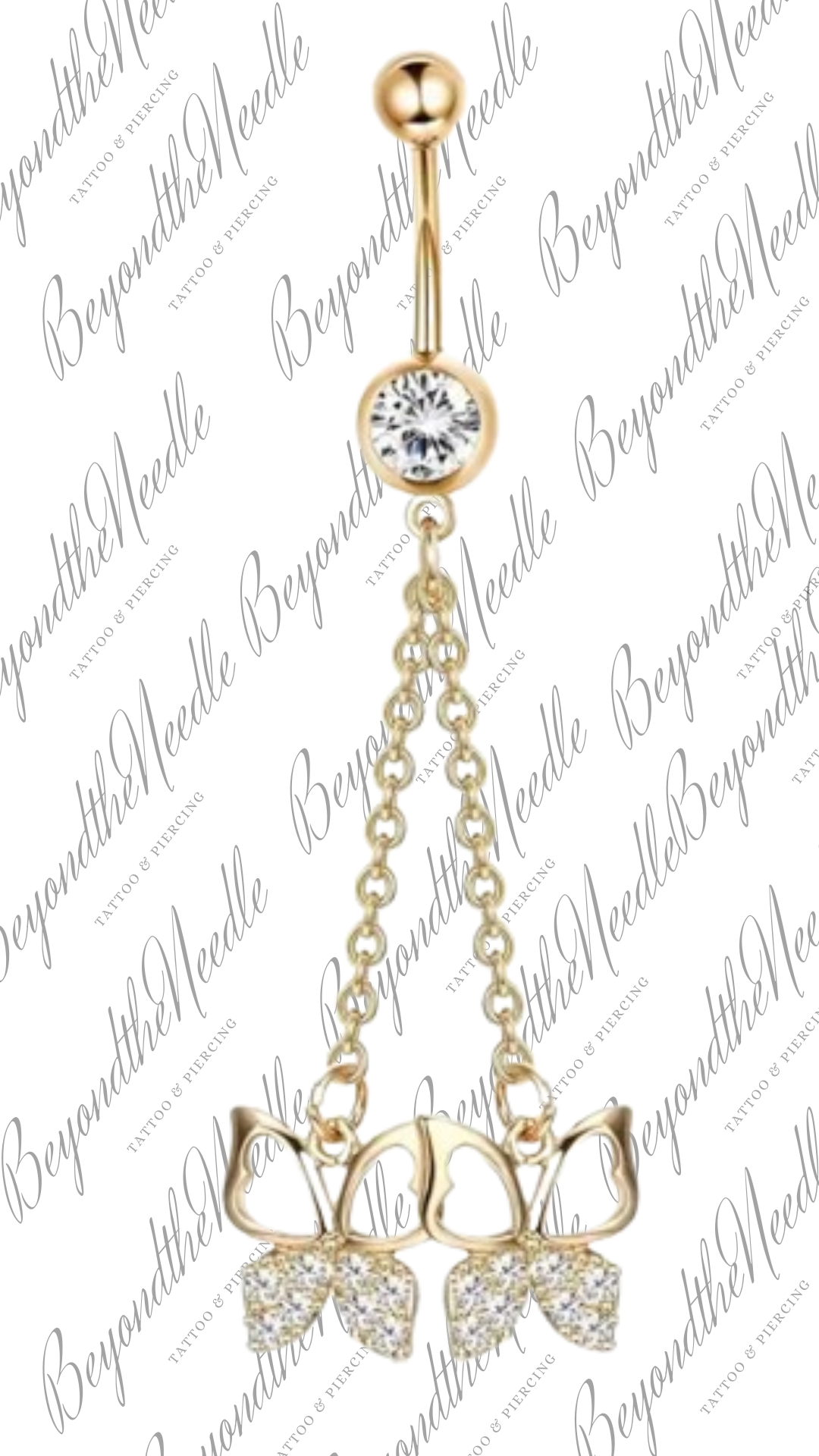 butterfly Gold collor with kristal Chirurgisch Staal