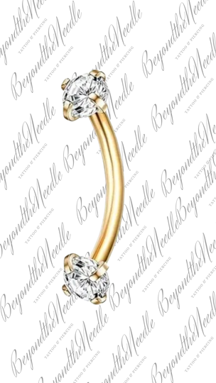 Barbell gebogen met 2 kristallen << Chirurgisch Staal