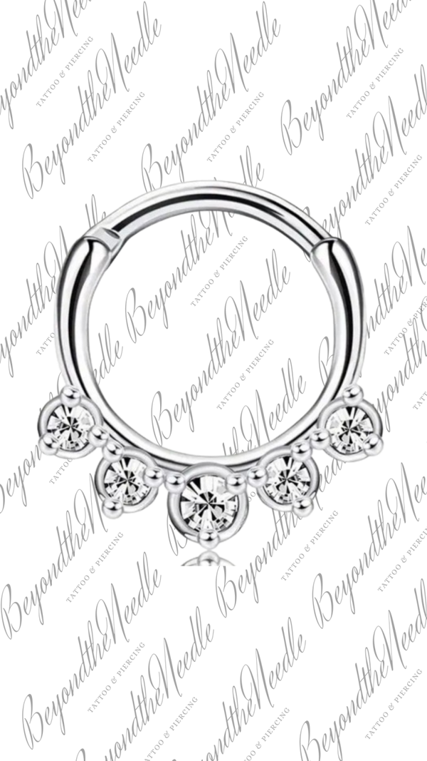 ring met 4 kristallen  Chirurgisch Staal