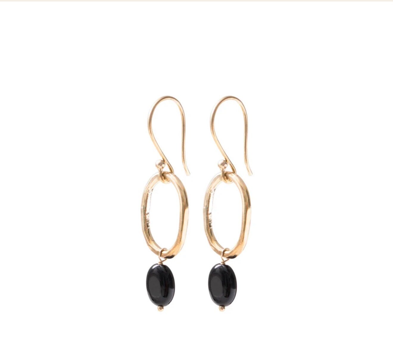 Graceful Zwarte Onyx Vergulde Oorbellen