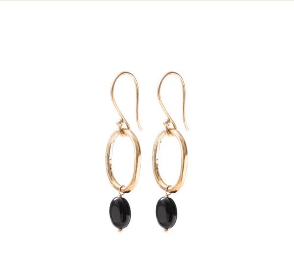 Graceful Zwarte Onyx Vergulde Oorbellen