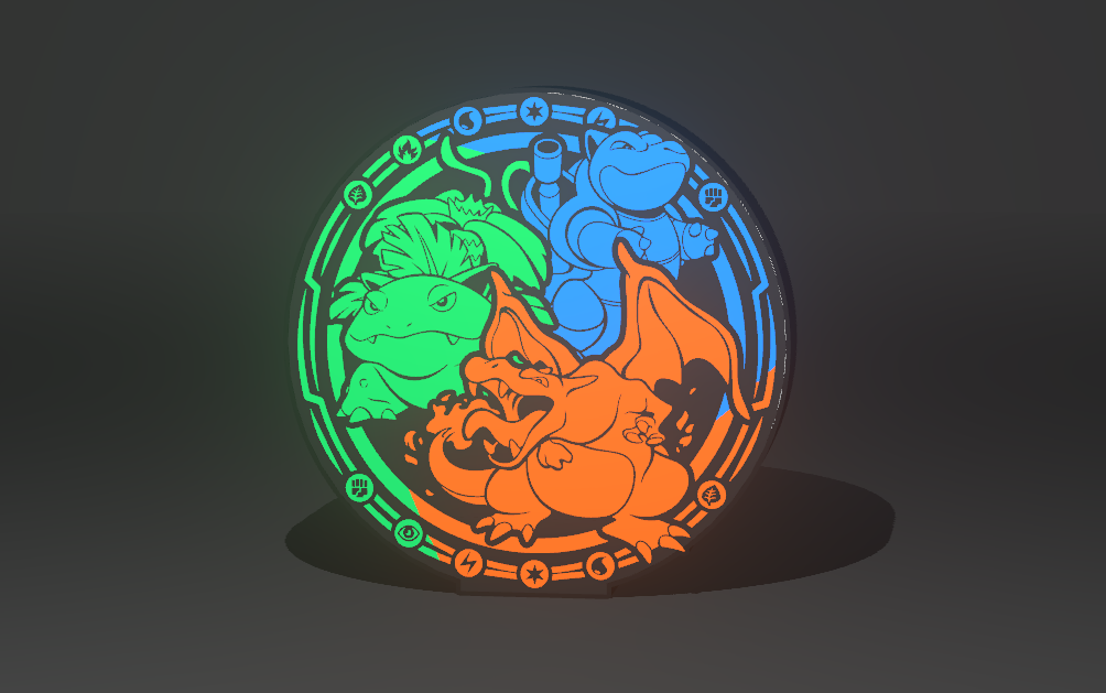Pantalla luz 3 elementos Pokemon