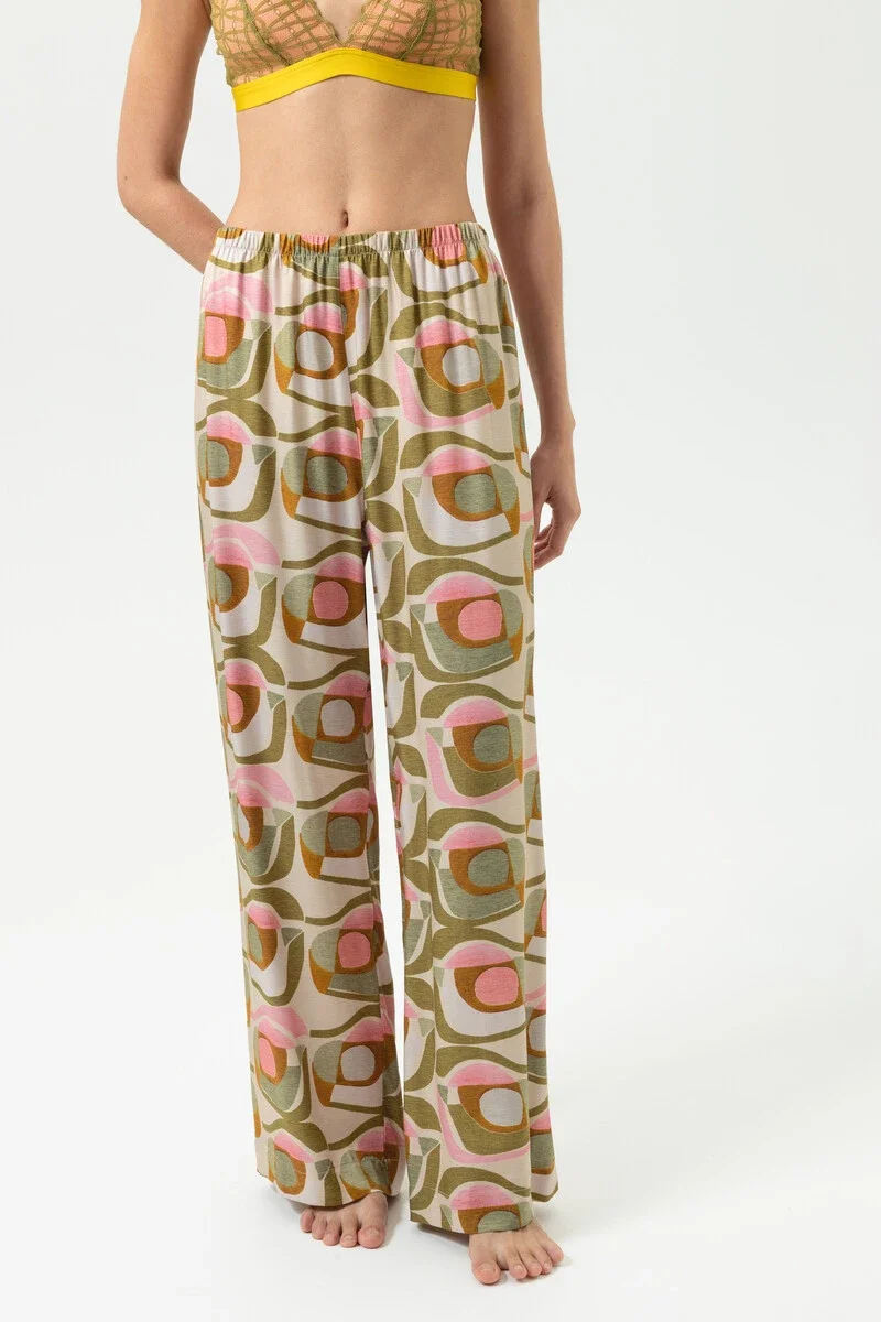 Satijnen broek Serie Nostalgic Geo Kleur Almond Milk 1220141 MEY