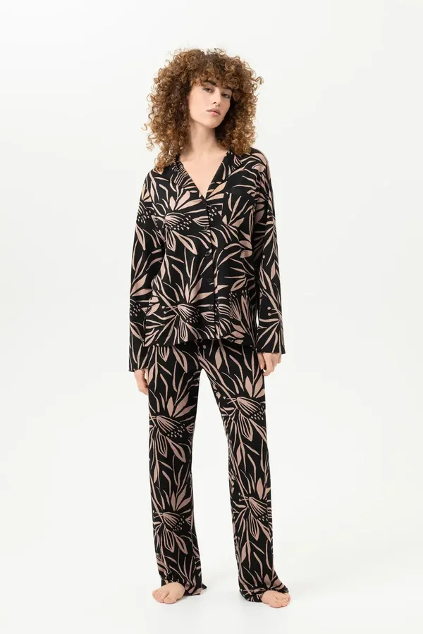 Damespyjama Serie Vivid Bloom Kleur Zwart MEY