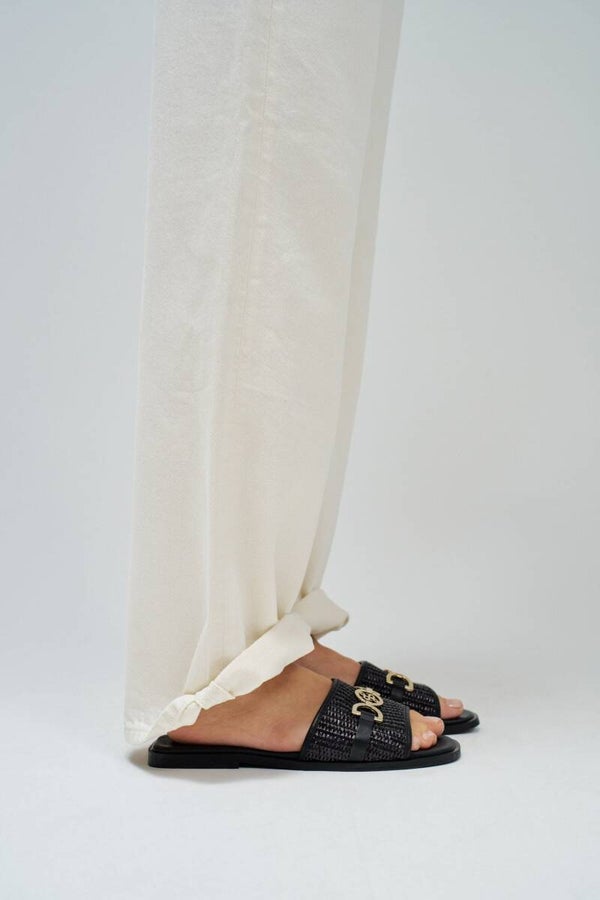 FLAT LEATHER SANDALS WITH RAFFIA 21009236000 SALSA