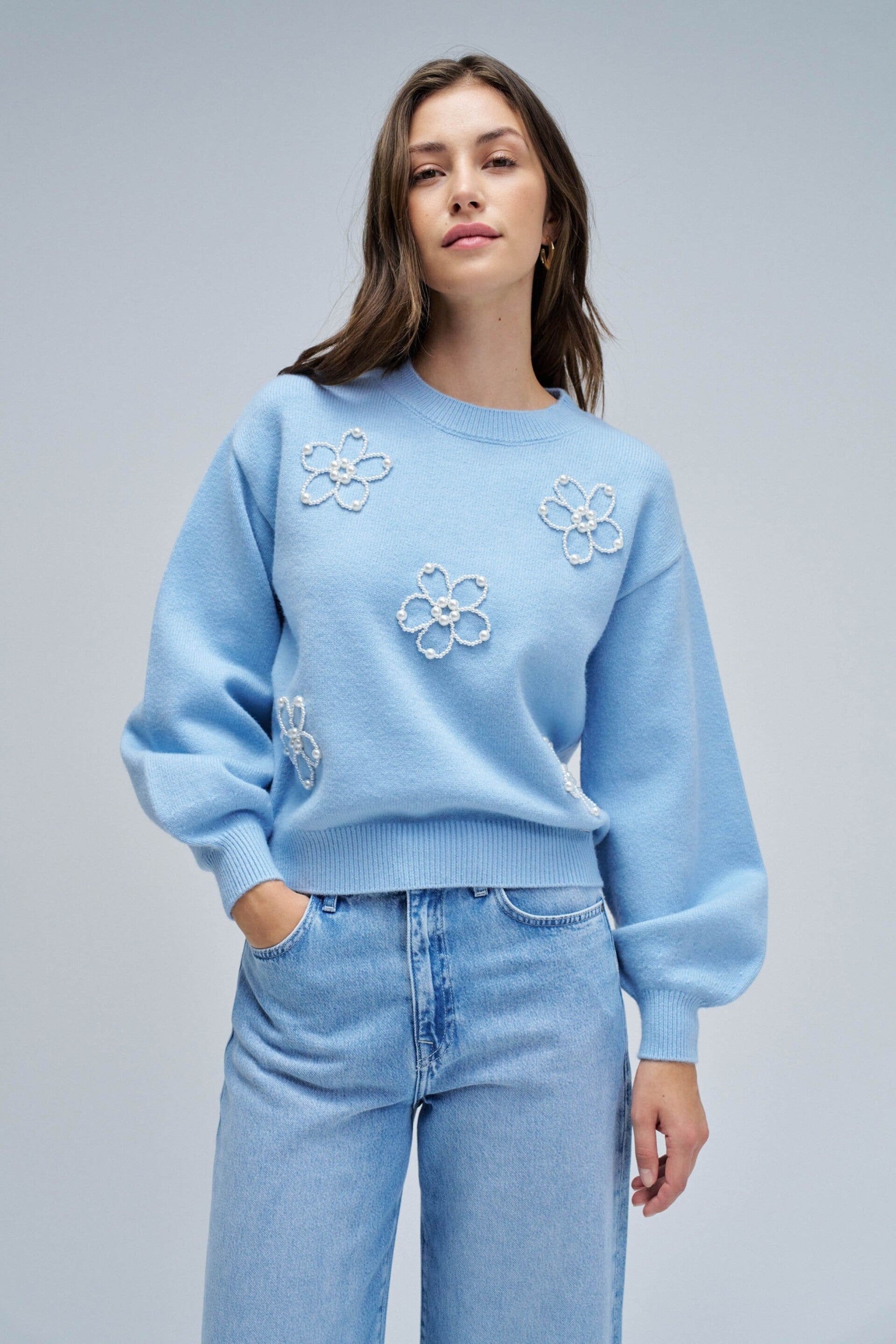 KNIT SWEATER WITH PEARLS 21010520810 SALSA JEANS