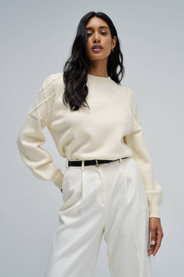 KNIT SWEATER WITH PEARLS 21010527010 salsa jeans