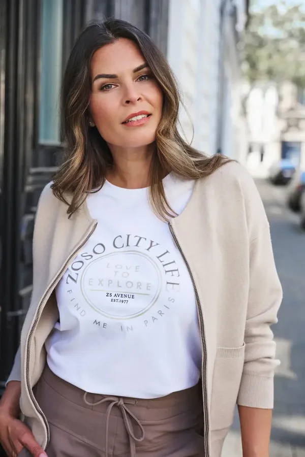 Travel T-Shirt Selma Offwhite Mocha 254 ZOSO