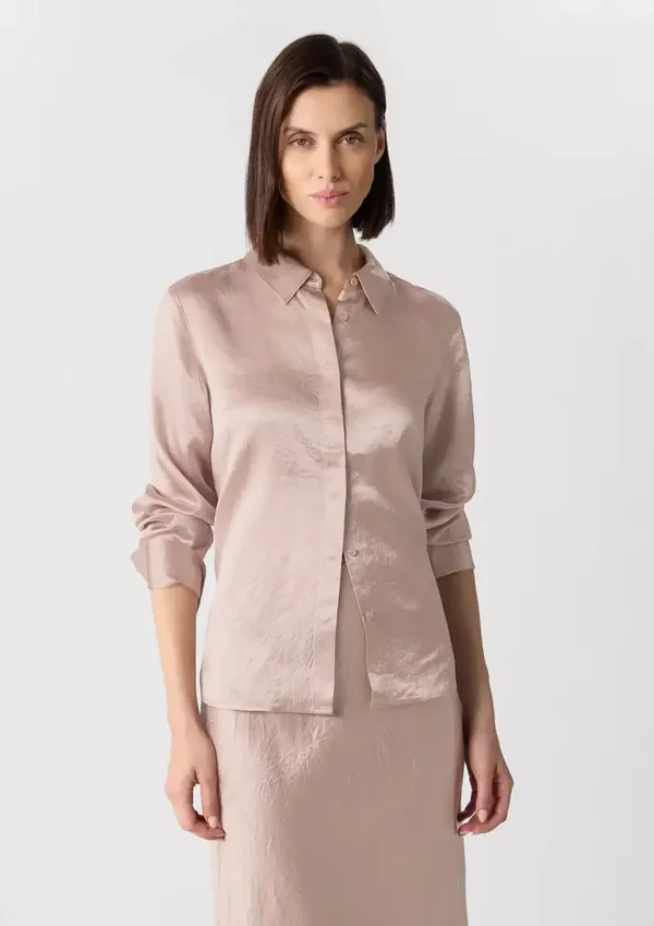 Crinkled satin shirt blouse with decorative buttons 2170988 COMMA