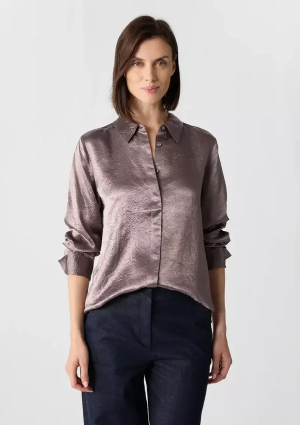 Crinkled satin shirt blouse with decorative buttons 2170988 COMMA
