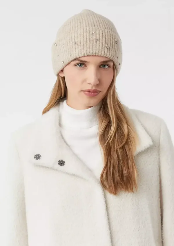 Knitted beanie with gemstone trim COMMA 2171098