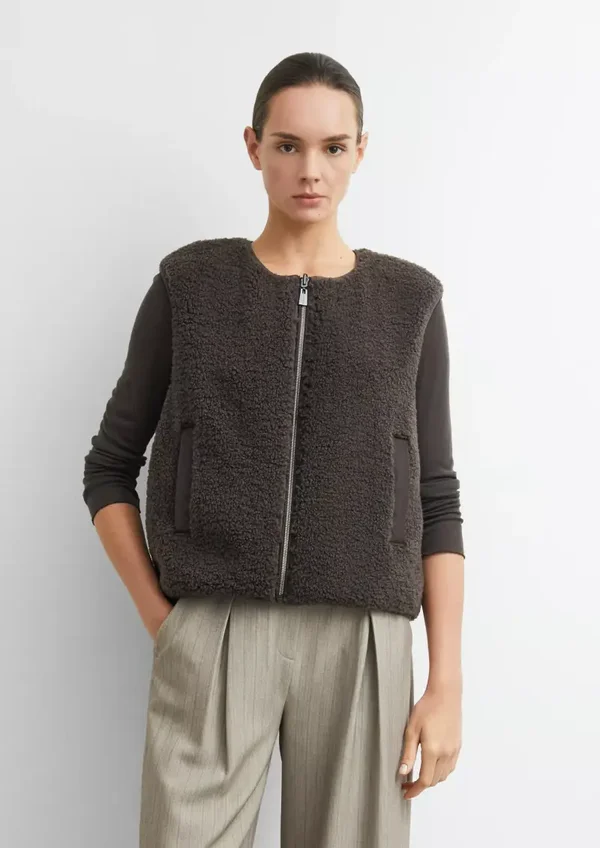 Reversible nylon vest with teddy fabric 2182366 COMMA