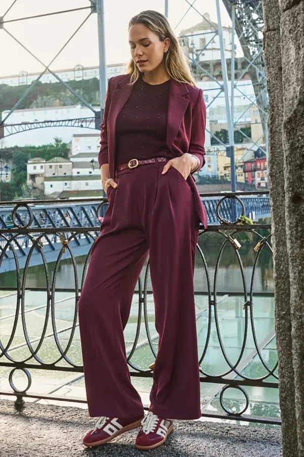 EsQualo Broek Wide Leg Merlot F26.10502 Esqualo