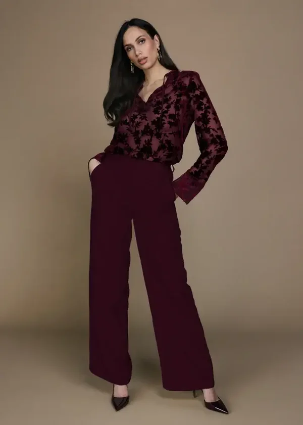 Lolani Wide Fit Broek - Dark Cherry FREEBIRD