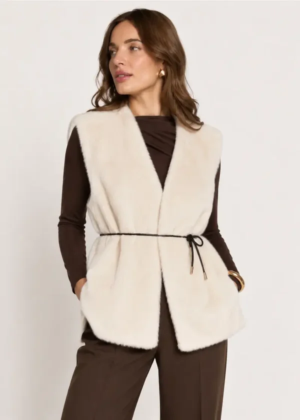 Glenna Furry Gilet - Salty White FREEBIRD