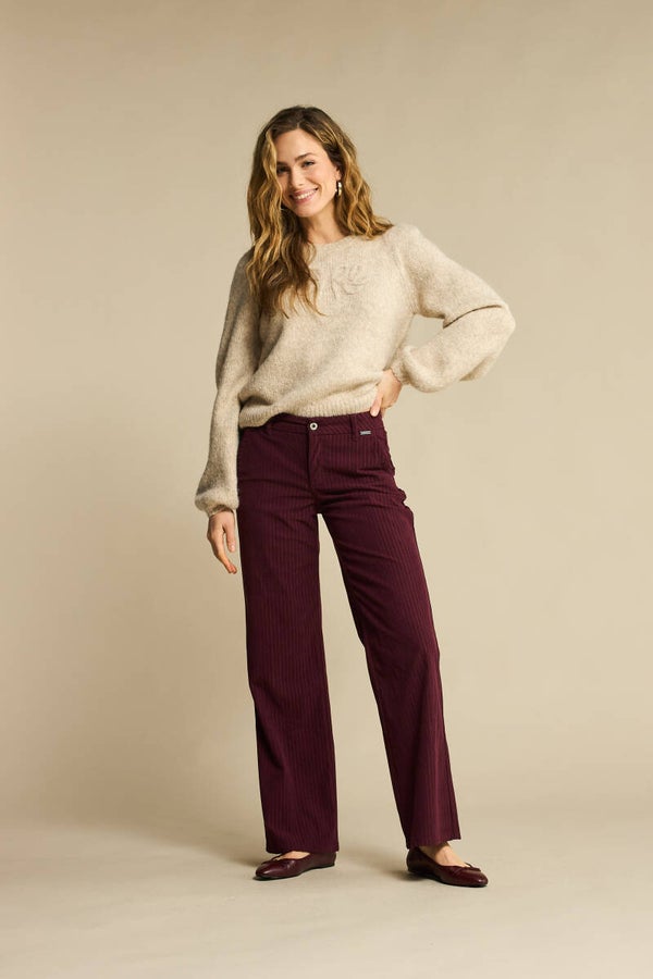 Claudette Pinstripe Rib L33 Red button