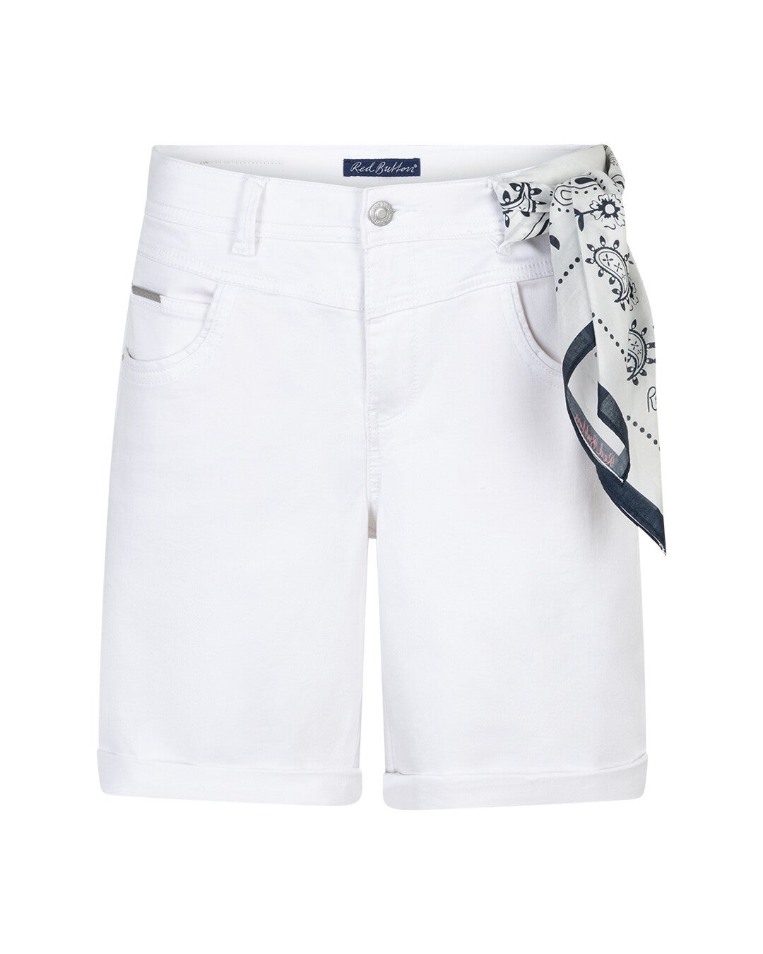 Relax Short Jog Colour White & Scarf RED BUTTON