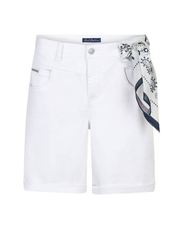 Relax Short Jog Colour White & Scarf RED BUTTON