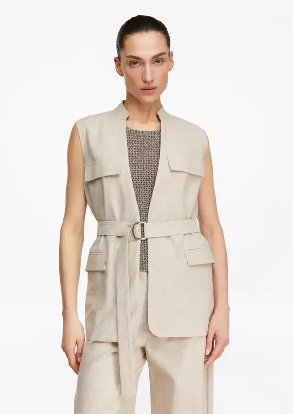 Mottled linen blend utility vest 2179729 Comma