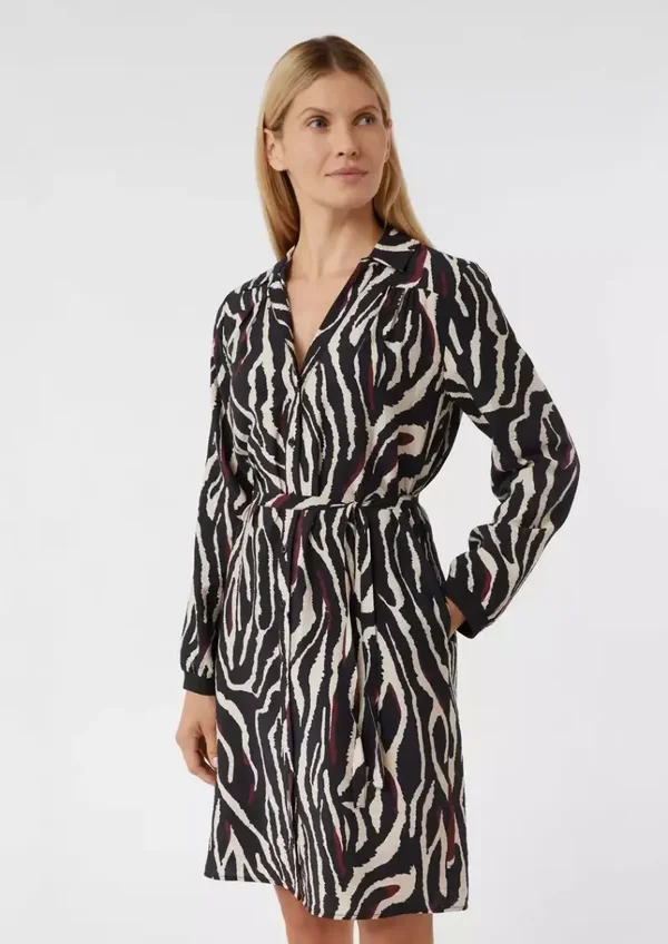 SHORT SHIRT DRESS WITH ANIMAL PRINT AND TIE BELT 2168646 comma