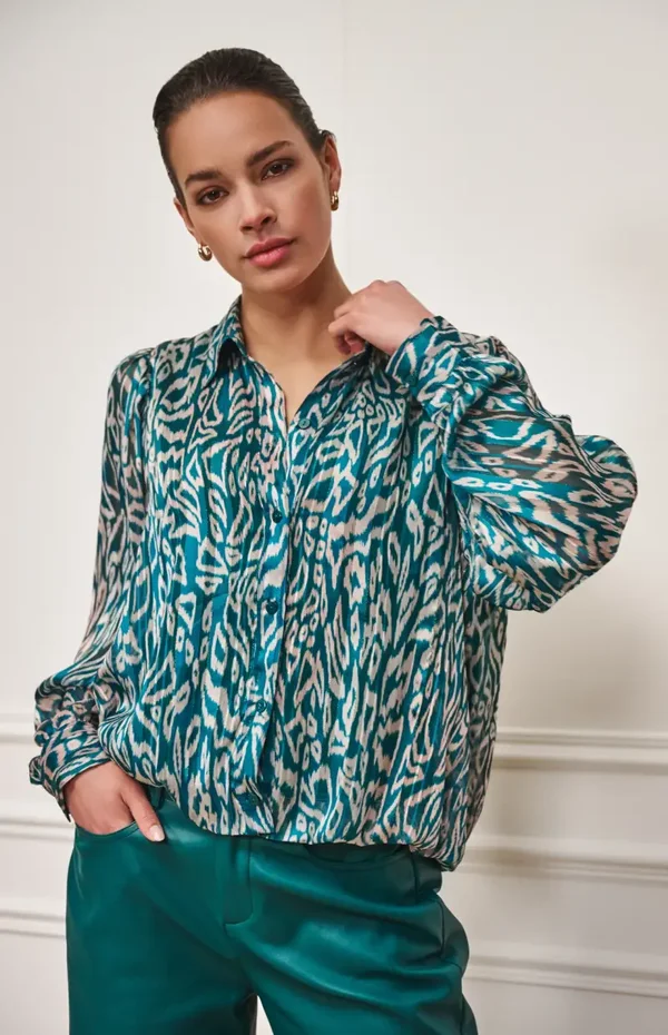 Blouse Puffed Hem Crystal Glow Print W25.15706 ESQUALO