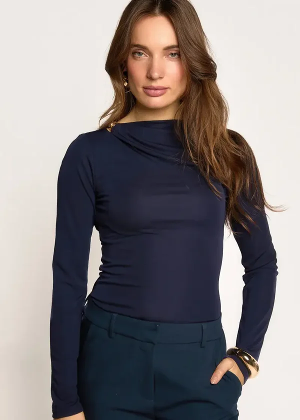 Tana Stretch Lange Mouw Top - Midnight Navy FREEBIRD