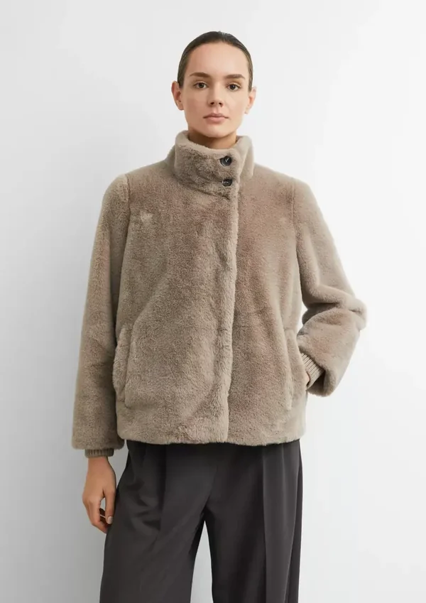 Faux-fur jacket with knit cuffs 2182370 COMMA