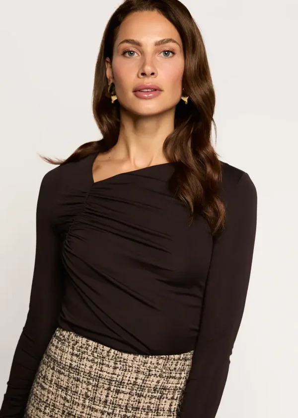 Tamina Lange Mouw Top - Dark Chocolate FREEBIRD