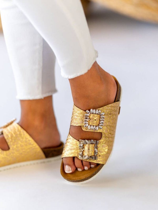 Golden Flat Slidders Cintia 03 MLV SHOES