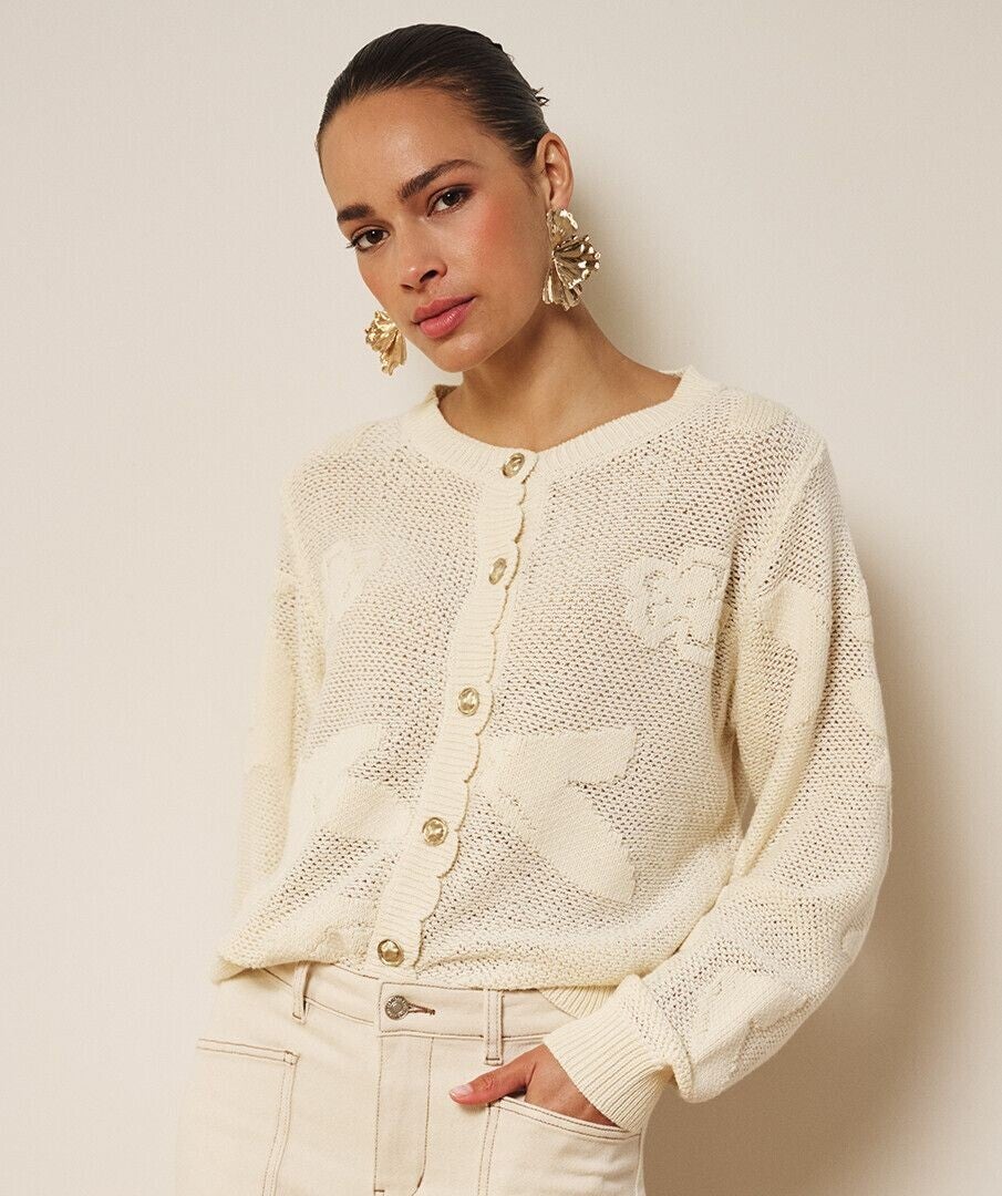 CARDIGAN FANCY DAISY KNIT SP26.02000 ESQUALO