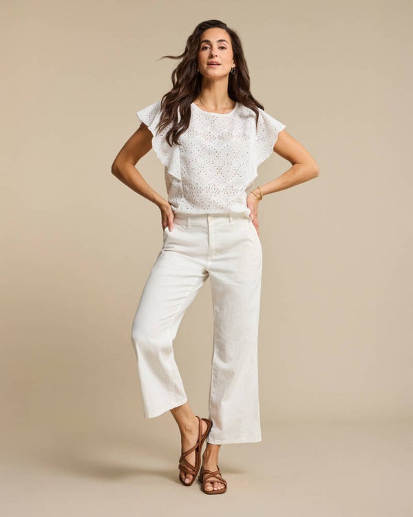 Conny Linen / Cotton Offwhite RED BUTTON
