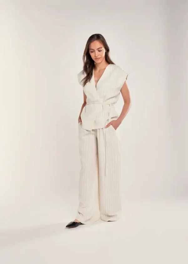 Dahlia Pants Natural Pinstripe SIMPLE