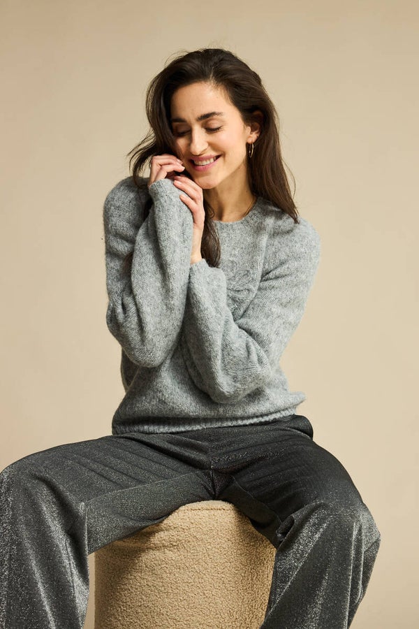 Sweater RB Logo Grey Melange RED BUTTON