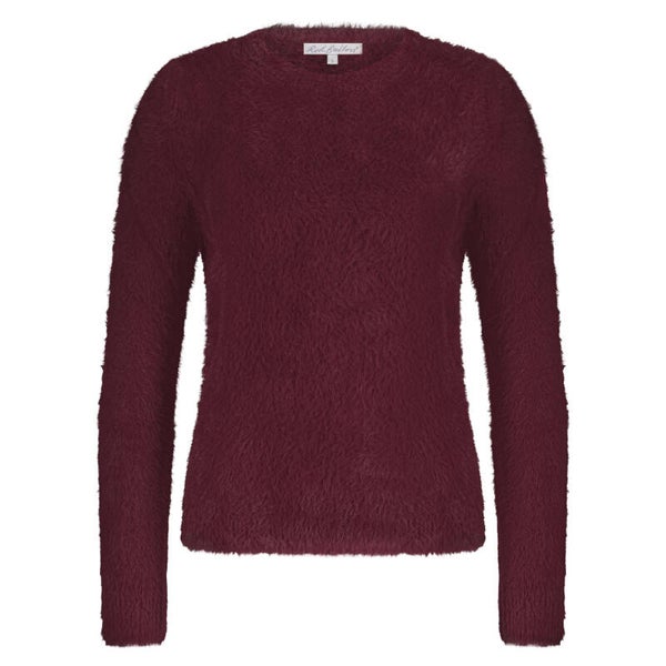 Fuzzy Puff sleeve Ruby RED BUTTON