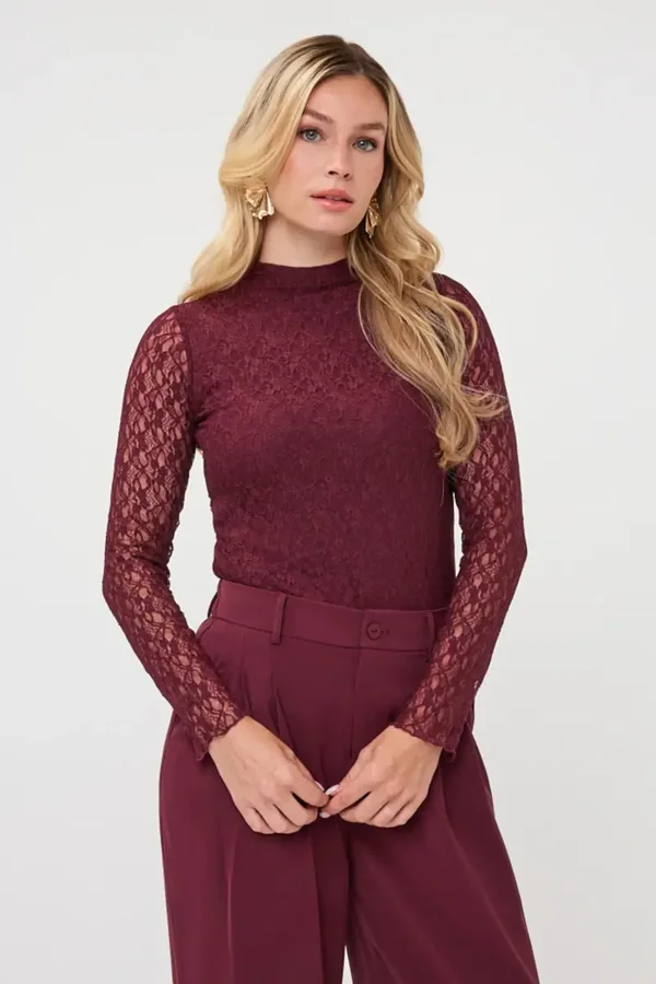 EsQualo Top Lace Merlot F26.30504 Esqualo