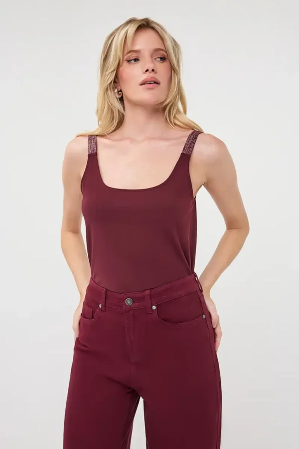 Singlet Lurex Straps Merlot F26.30514 Esqualo