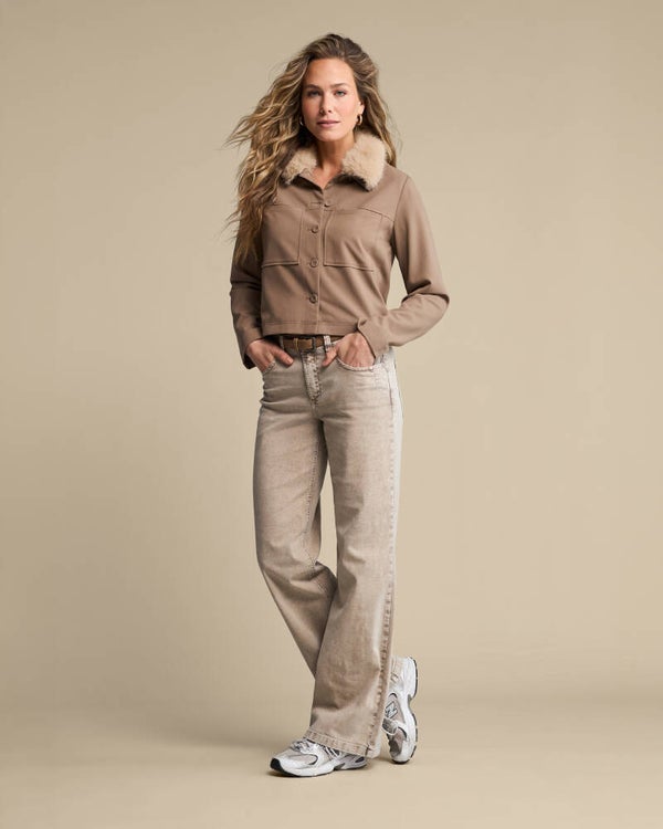 Colette & belt washed twill color truffle RED BUTTON