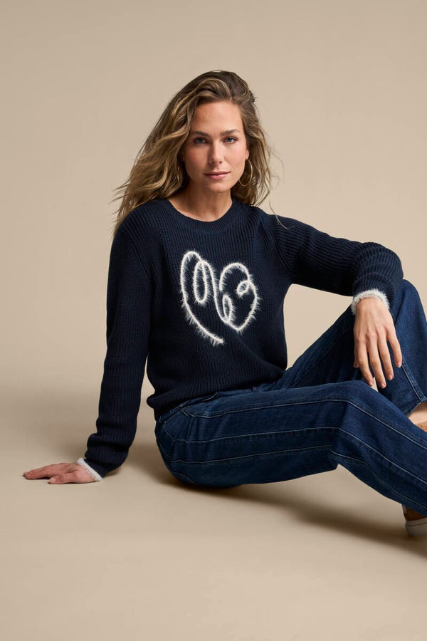 Sweater ribbon logo Navy SRB5139 RED BUTTON